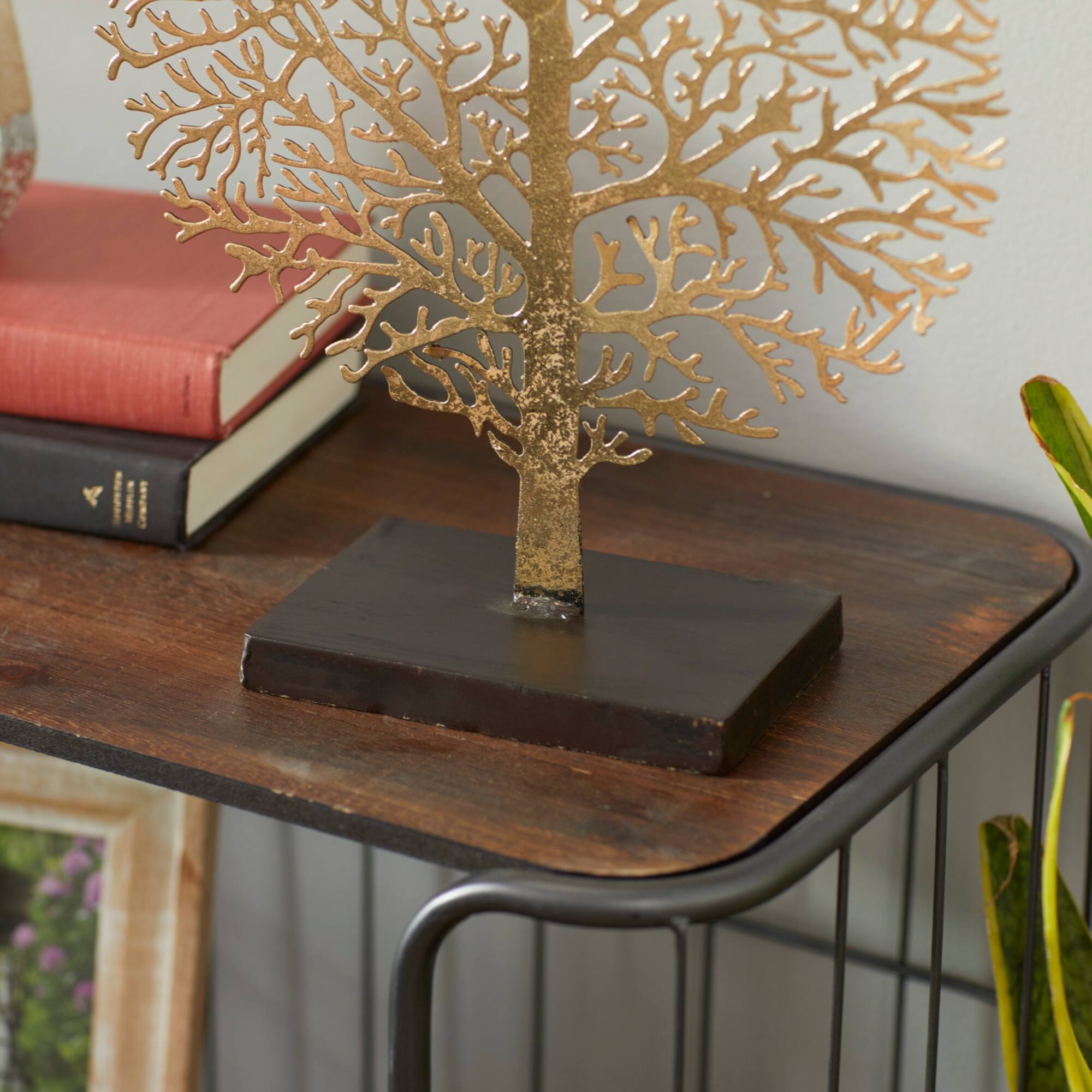 16" Gold Metal Traditional Nature Sculpture